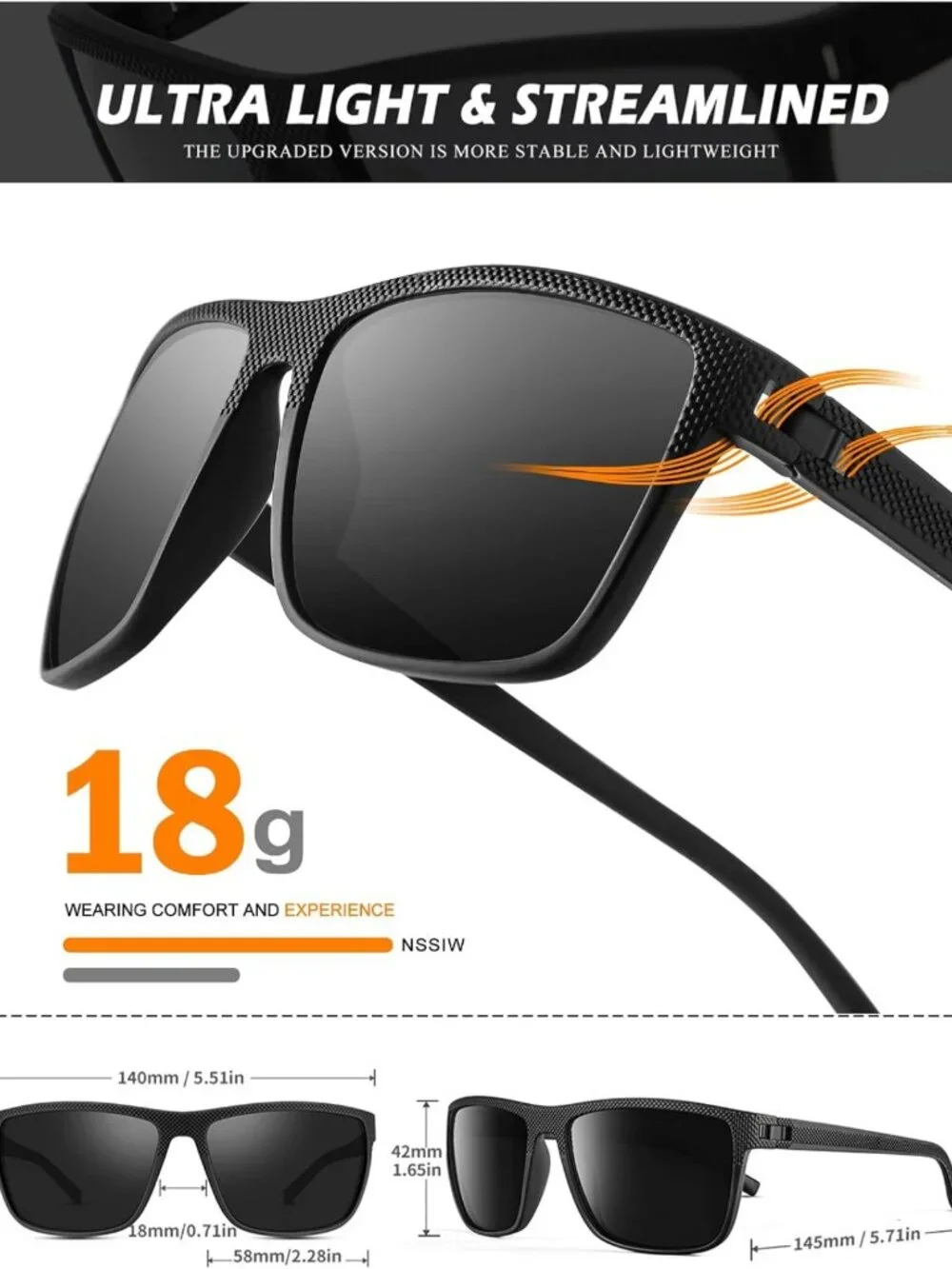 Polarized Men's Sunglasses - Classic UV Protection for Driving, Fishing & Golf
